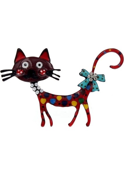 P569-R Hanreshe Karikatür Çin Rüzgar Kedi Emaye Broş Pin Çiçekler Renkli Sanat Soyut Hayvan Pimleri Yaka Sırt Çantası Rozeti Takı (Yurt Dışından)