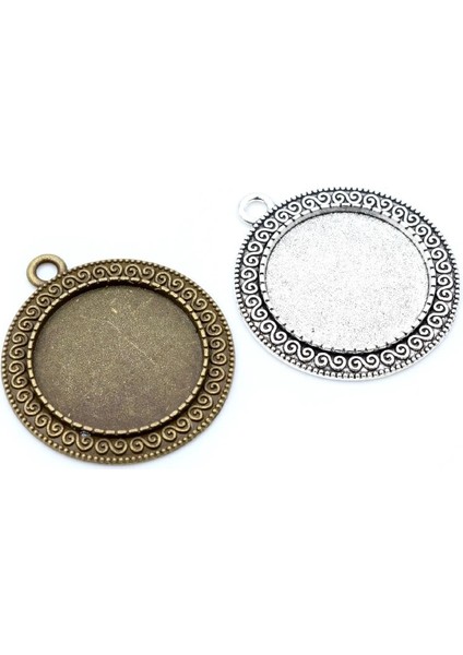 A3-10 Yeni Moda 5 Adet 25MM Iç Boyut Siyah Antik Gümüş Kaplama Bronz Çiçek Basit Stil Cabochon Taban Ayarı Charms Kolye (Yurt Dışından)
