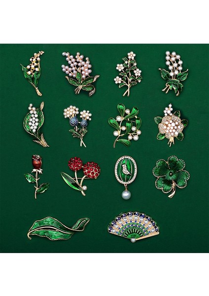 B2 Trendy Emaye Beyaz Çiçek Yaprak Broş Vadideki Zambak Bitki Çiçek Metal Pin Yeşil Takı Kadınlar Için Eşarp Toka Düğün (Yurt Dışından) modelleri