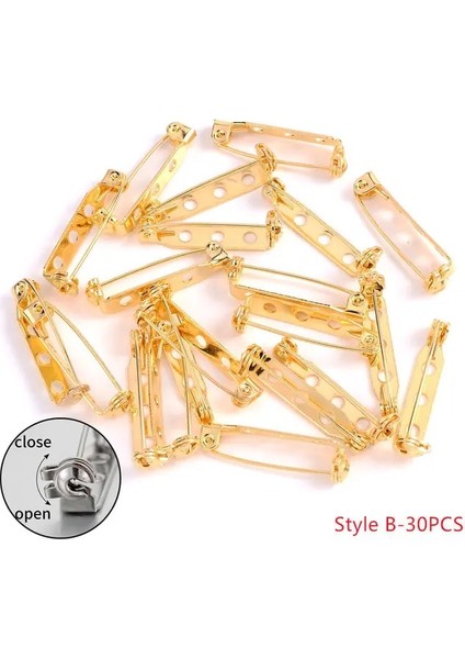 Stil B Altın 32MM 30-50 Adet 20 25 30MM Metal Emniyet Pimleri Broş Taban Bulguları Broş Klip Pimleri Takı Yapımı Için Boş Taban Giyim Aksesuarları (Yurt Dışından)