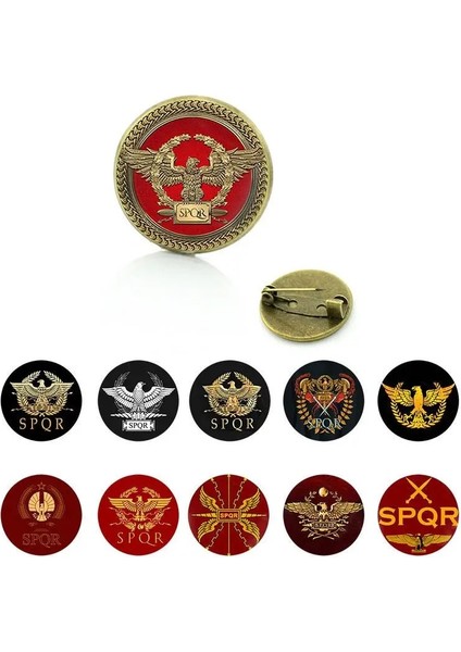 FTQ310 Spqr Roma Imparatorluğu Lejyonları Yaka Pimleri Cam Cabochon Broş Pins Erkek Kadın Moda Takı FTQ309 (Yurt Dışından)