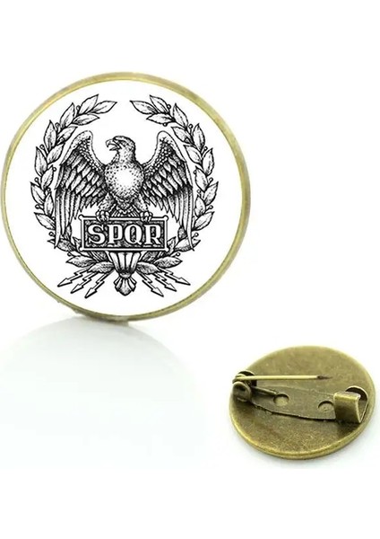FTQ310 Spqr Roma Imparatorluğu Lejyonları Yaka Pimleri Cam Cabochon Broş Pins Erkek Kadın Moda Takı FTQ309 (Yurt Dışından)