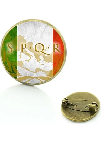 FTQ310 Spqr Roma Imparatorluğu Lejyonları Yaka Pimleri Cam Cabochon Broş Pins Erkek Kadın Moda Takı FTQ309 (Yurt Dışından)