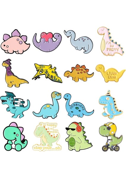 STYLE-27XZ1958-3 Yaratıcı Retro Hayvan Dinozor Renkli Emaye Pimleri Tyrannosaurus Rex Triceratops Pterosaur Okuma Müzik Alaşım Broş Takı (Yurt Dışından)