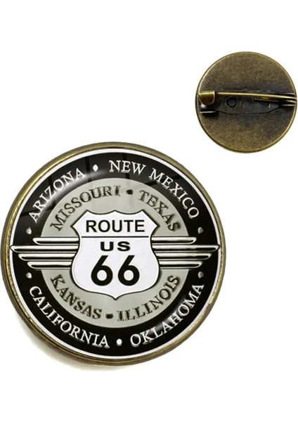 13 20MM Eski Moda Abd Route 66 Broş Iğneler Rozetleri Denim Gömlek Sırt Çantası Vintage Desen Cam Cabochon Metal Yaka Pin Düğmesi (Yurt Dışından) fiyatları