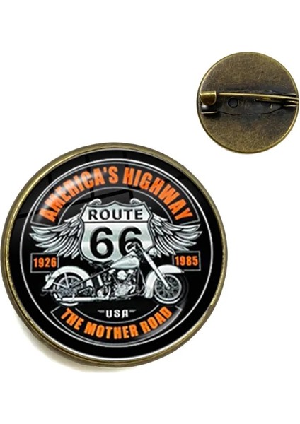 13 20MM Eski Moda Abd Route 66 Broş Iğneler Rozetleri Denim Gömlek Sırt Çantası Vintage Desen Cam Cabochon Metal Yaka Pin Düğmesi (Yurt Dışından) modelleri