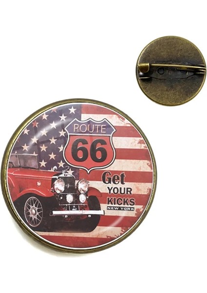 13 20MM Eski Moda Abd Route 66 Broş Iğneler Rozetleri Denim Gömlek Sırt Çantası Vintage Desen Cam Cabochon Metal Yaka Pin Düğmesi (Yurt Dışından) indirimleri