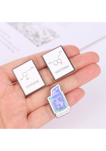 Dna Moleküler Yapısı Emaye Pin Dopamin Serotonin Beher Metal Broş Rozetleri Sırt Çantaları Çanta Şapka Üstleri Bilim Takı (Yurt Dışından)