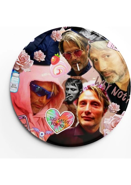 Mads Mikkelsen Hannibal Yüz Rozeti Yumuşak Düğme Yaka Pin Dekor Broş Takı Dekorasyon Hediye 58 mm (Yurt Dışından)