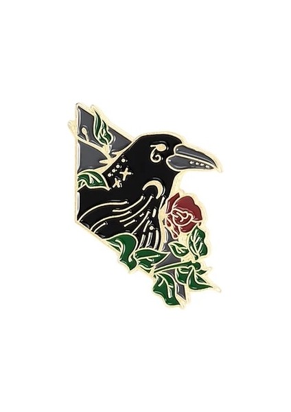 Style4 Karga Kuzgun Emaye Pin Özel Kuş Tüyü Ay Çiçekleri Broş Çanta Yaka Pin Punk Rozeti Gotik Takı Arkadaşlar Için Hediye (Yurt Dışından)