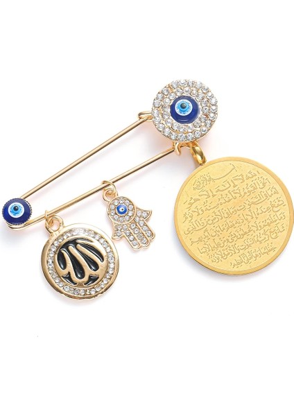 A10327-ALTIN Müslüman Islam Allah Türk Nazar Fatima El Kolye Yüksek Kaliteli Metal Broş Bebek Pimleri (Yurt Dışından)