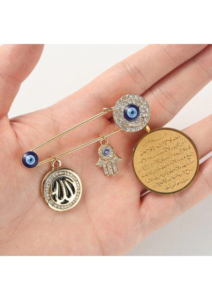 A10327-ALTIN Müslüman Islam Allah Türk Nazar Fatima El Kolye Yüksek Kaliteli Metal Broş Bebek Pimleri (Yurt Dışından)