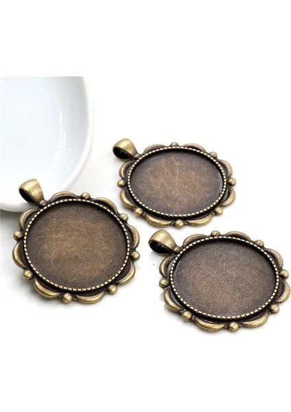 B6-37 5 Adet 30MM Iç Boyut Antik Gümüş Kaplama Bronz Siyah 3 Renk Klasik Stil Cabochon Taban Ayarı Charms Kolye (Yurt Dışından)