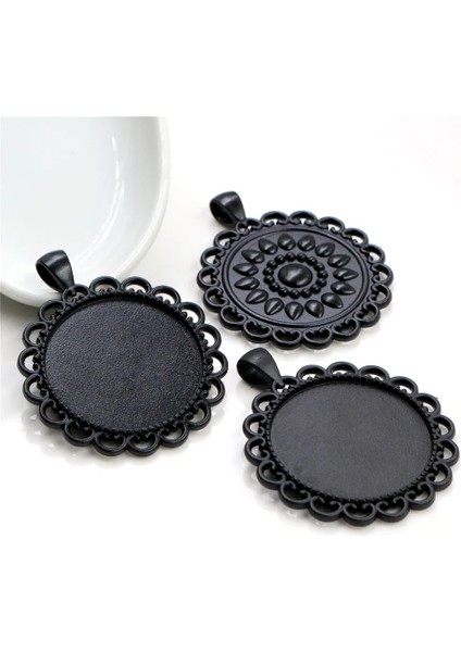 B6-37 5 Adet 30MM Iç Boyut Antik Gümüş Kaplama Bronz Siyah 3 Renk Klasik Stil Cabochon Taban Ayarı Charms Kolye (Yurt Dışından)