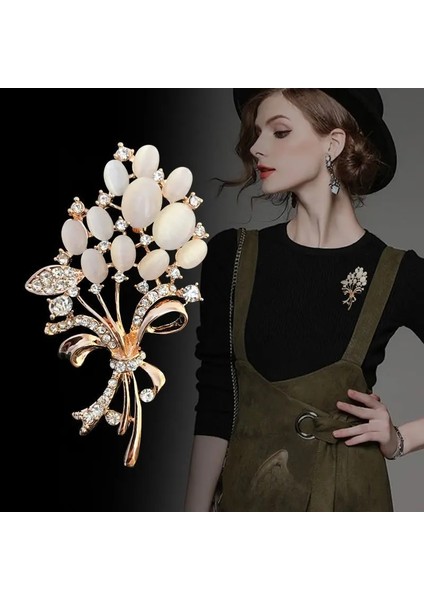 Stil 17 Moda Opal Taş Çiçek Broş Pin Konfeksiyon Aksesuarları Doğum Günü Düğün Hediyesi Kadınlar Için Broşlar Rhinestone Broş Pin (Yurt Dışından)