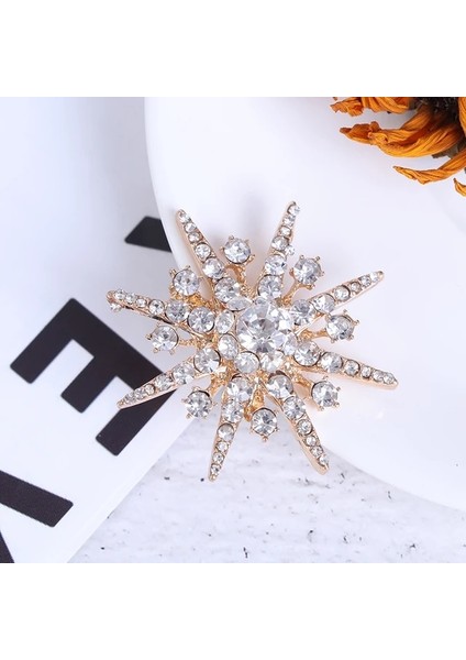 Pic Olarak Moda Takılar Dönebilen Spinner Kristal Rhinestones Kar Tanesi Broş Pins Kadınlar Için Düğün Takısı Broş Aksesuar (Yurt Dışından)