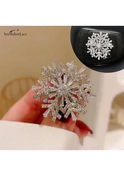 Pic Olarak Moda Takılar Dönebilen Spinner Kristal Rhinestones Kar Tanesi Broş Pins Kadınlar Için Düğün Takısı Broş Aksesuar (Yurt Dışından) fiyatları