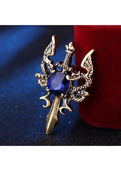 Antik Altın Kaplama Yeni Vintage Metal Ejderha Kılıç Broş Pin Hayvan Taklidi Yaka Iğnesi Erkek Takım Elbise Gömlek Rozeti Korsaj Takı Aksesuarları (Yurt Dışından)