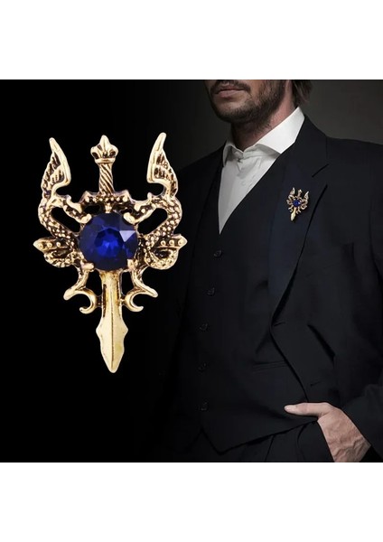 Antik Altın Kaplama Yeni Vintage Metal Ejderha Kılıç Broş Pin Hayvan Taklidi Yaka Iğnesi Erkek Takım Elbise Gömlek Rozeti Korsaj Takı Aksesuarları (Yurt Dışından)