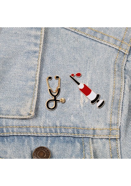 Enjektör Doktor Hemşire Pimi Ilaç Emaye Pimleri Şırınga Enjektör Stetoskop Broş Kot Ceketler Yaka Pin Rozeti Erkek Kadın Takı Hediyeler (Yurt Dışından) fiyatları
