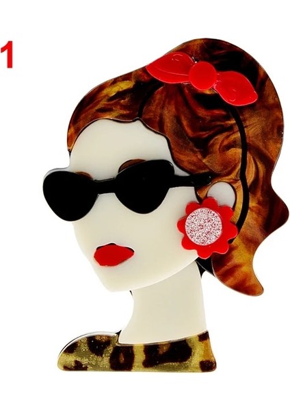 Stil 1 Trendy Bayan Figürü Akrilik Broş Pins Kadınlar Kızlar Için Güzel Şekil Rozeti Broş Pins Yaka Rozetleri Çanta Süslemeleri Parti Elbise (Yurt Dışından)
