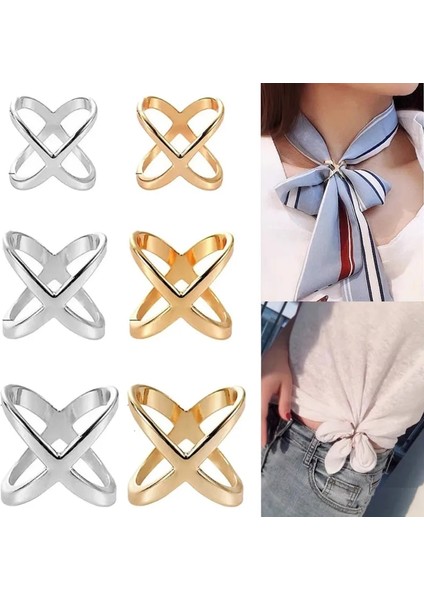 2.1cm-Gül Altın Basit Çapraz Eşarp Klip x Şekli Metal Kadınlar Için Hollow Yay Atkılar Toka Tutucu Şallar Takı Giyim Aksesuarları (Yurt Dışından) fiyatları