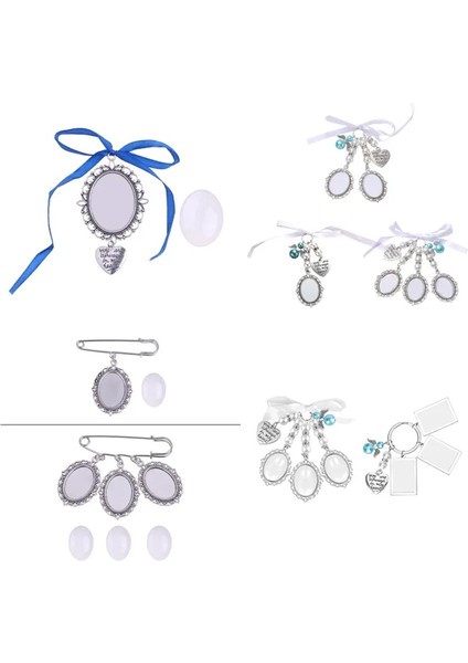 11JJ103956 Düğün Buket Fotoğraf Charm Diy Pin Broş Yapma Kiti Dantelli Çerçeve Charm Oval Resim Çerçevesi Kolye ile Tatil Kalp (Yurt Dışından) modelleri