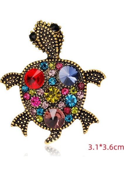XZ0261-11 1 Adet Yeşil Rhinestone Deniz Kaplumbağası Hayvan Broş Pins Kristal Vintage Metal Kaplumbağa Broş Kadınlar Için Ceket Rozetleri Korsaj Takı Hediye (Yurt Dışından)