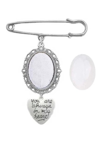 Stil 1 Düğün Buketi Fotoğraf Charm Diy Pin Broş Yapma Kiti Dantelli Çerçeve Charm Oval Resim Çerçevesi Kolye ile Tatil Kalp (Yurt Dışından)