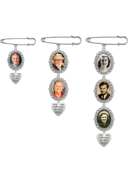 Stil 1 Düğün Buketi Fotoğraf Charm Diy Pin Broş Yapma Kiti Dantelli Çerçeve Charm Oval Resim Çerçevesi Kolye ile Tatil Kalp (Yurt Dışından) indirimleri