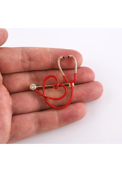 06 1 Adet Tıbbi Kalp Şeklinde Broş Stetoskop Takı Elektrokardiyogram Pin Sırt Çantası Yaka Doktor Hemşire (Yurt Dışından)