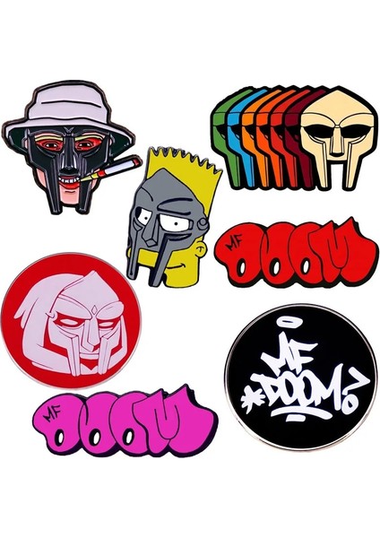 Stil 7 Gökkuşağı Mf Doom Demir Maske Broş 90 S Hip Hop Rapçi Emaye Rozet Pin Yaka Sert Metal Pimler Broş Rozetleri Nefis Takı (Yurt Dışından) fiyatları