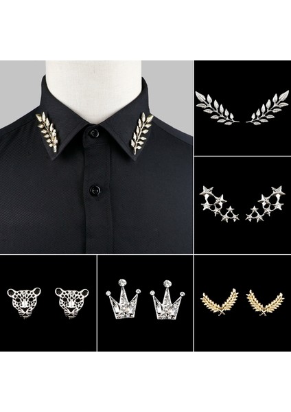29 1 Çift Trendy Takım Elbise Gömlek Yaka Pin Ağaç Yaprağı Ejderha Leopar Delikli Üçgen Taç Broş Erkekler Kadınlar Için Günlük Giyim Aksesuarı (Yurt Dışından) fiyatları