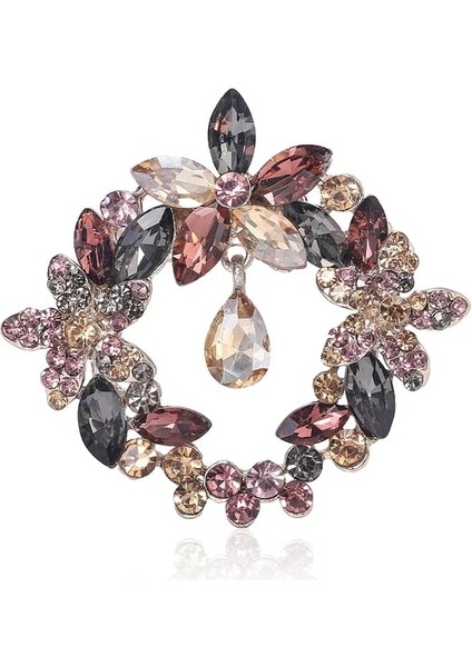 PURPLE3788 Beaut&berry Rhinestone Çelenk Broş Kadınlar Için Unisex Çiçek Pimleri Zeytin Dalı Broş Ofis Parti Rahat Aksesuarları Hediyeler (Yurt Dışından)