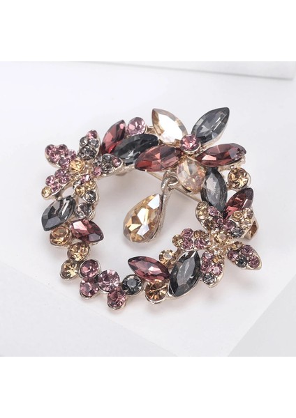 PURPLE3788 Beaut&berry Rhinestone Çelenk Broş Kadınlar Için Unisex Çiçek Pimleri Zeytin Dalı Broş Ofis Parti Rahat Aksesuarları Hediyeler (Yurt Dışından) fırsatları