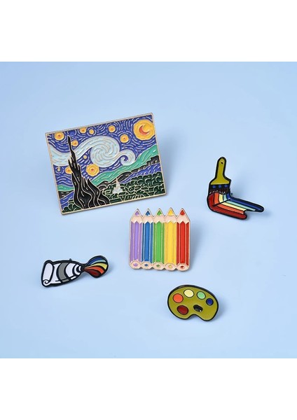XZ2843 Dahi Ressam Van Gogh Emaye Pin Özel Fırça Sanat Yağlıboya Broş Rozeti Gömlek Yaka Pin Toka Takı Arkadaş Için Hediye (Yurt Dışından)