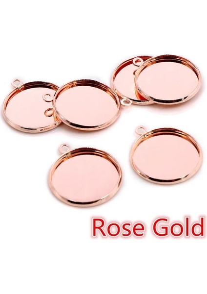 Gül Altın 10 mm x 50 Adet 8 10 12 14 16 18 20 25 mm Yuvarlak Cabochon Taban Tepsi Çerçeveleri Takı Yapımı Bulguları Için Boş Ayar Malzemeleri Bilezik Kolye (Yurt Dışından)
