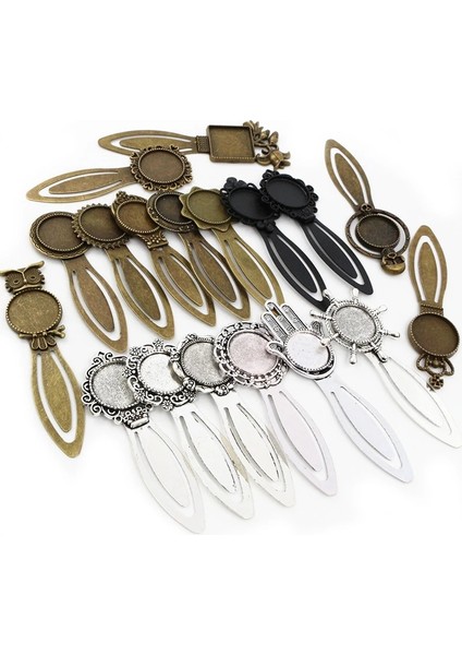 J1-11 Moda 2 Adet 18MM 20MM Iç Boyut Antik Gümüş Kaplama Bronz Siyah Basit Stil El Yapımı Kitap Ayracı Cabochon Tabanı Cameo Ayarı (Yurt Dışından) fiyatları