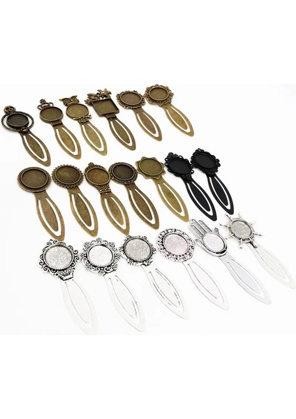 J1-11 Moda 2 Adet 18MM 20MM Iç Boyut Antik Gümüş Kaplama Bronz Siyah Basit Stil El Yapımı Kitap Ayracı Cabochon Tabanı Cameo Ayarı (Yurt Dışından) fırsatları