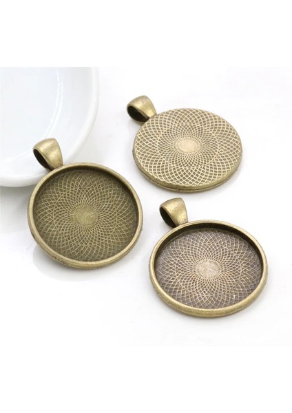 Antik Bakır 30MM x 5 Adet 20MM 25MM 30MM Iç Boyut 10 Renk Kaplama Klasik Desen Serisi Fit 20/25/30MM Cam Kabaşon Taban Ayar Tepsisi (Yurt Dışından)