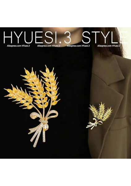 L Lüks Rhinestone Buğday Kulak Broş Kadın Kız Takım Elbise Ceket Sahte Inciler Bitki Yaka Iğnesi Düğün Parti Giysileri Dekor Aksesuarları (Yurt Dışından) fiyatları
