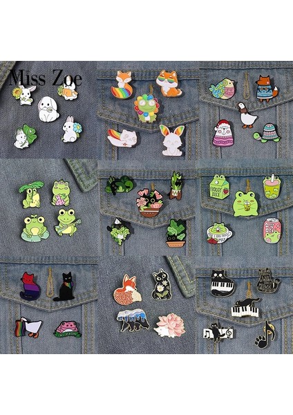 Stil 11 4-5 Adet/takım Hayvan Emaye Pimleri Özel Kedi Kurbağa Tilki Kaz Tavşan Broş Yaka Rozetleri Bitki Takı Hediye Çocuklar Için Arkadaşlar (Yurt Dışından) modelleri