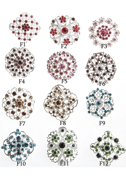 F10 10 Adet Kaplama Kristal Rhinestones Küçük Bejeweled Broş Pins Düğün Gelin Parti Yuvarlak Buket Diy Taklidi Aksesuarları (Yurt Dışından)