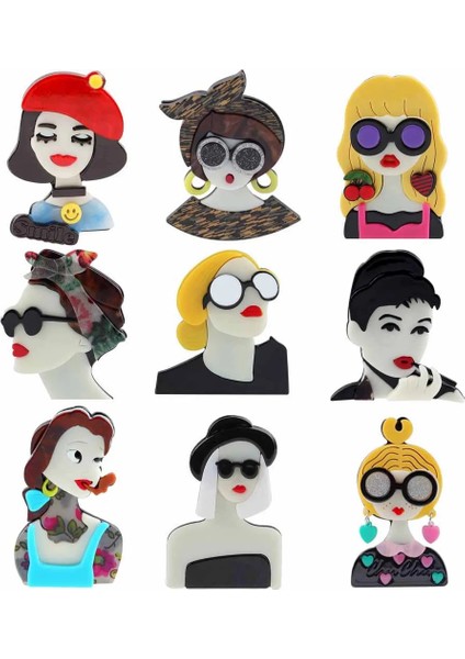 Stil 28 Yeni Tasarım Benzersiz Bayan Figürü Akrilik Broş Pins Kadınlar Kızlar Için Broşlar Iğneler Yaka Rozetleri Çanta Süslemeleri Parti Elbise Takı (Yurt Dışından) fiyatları