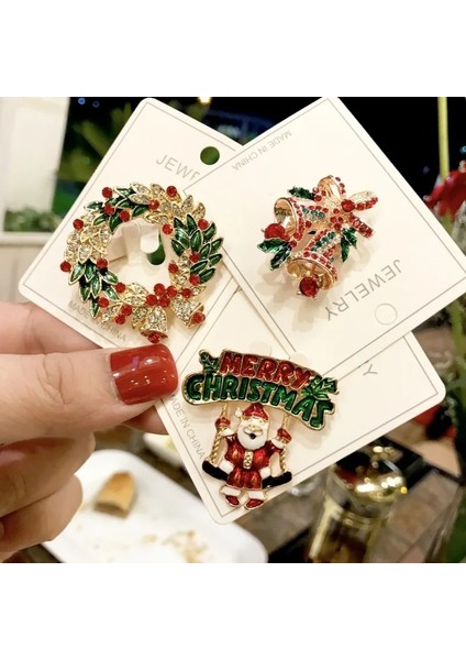 19 Noel Emaye Broş Kardan Adam Noel Baba Ağacı Çelenk Metal Pimleri Moda Takı Hediye Kadınlar Için Mutlu Noel Dekor Hediyeler (Yurt Dışından)