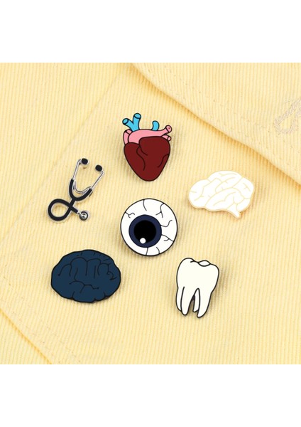 Altın Rengi Organ Beyin Göz Diş Mini Stetoskop Broş Emaye Pin Doktor Hemşire Diş Hekimi Ceketler Yaka Yaka Pin Rozeti Tıbbi Takı (Yurt Dışından) fiyatları