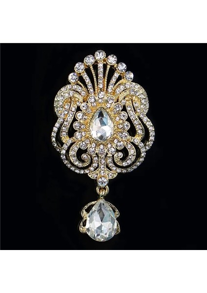 5 Altın Diezi Vintage Altın Gümüş Renk Kristal Broş Düğün Kadınlar Için Parti Elbise Taklidi Gelin Buketi Su Damlası Broş Pins (Yurt Dışından)