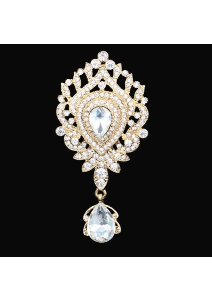5 Altın Diezi Vintage Altın Gümüş Renk Kristal Broş Düğün Kadınlar Için Parti Elbise Taklidi Gelin Buketi Su Damlası Broş Pins (Yurt Dışından) modelleri