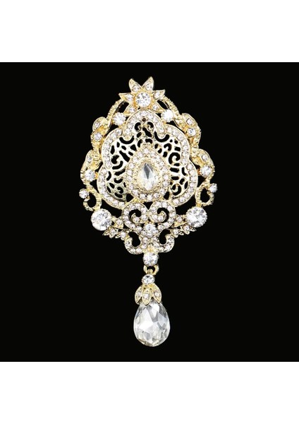5 Altın Diezi Vintage Altın Gümüş Renk Kristal Broş Düğün Kadınlar Için Parti Elbise Taklidi Gelin Buketi Su Damlası Broş Pins (Yurt Dışından) indirimleri