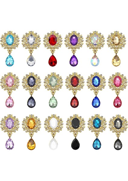 19.deep Yeşil Altın Charm Çiçek Broş 10 Adet 25*45MM Kristal Altın Düz Geri 2019 Düğün Şarap Bardağı Süsleme Dekorasyon El Sanatları Scrapbooking (Yurt Dışından) fiyatları